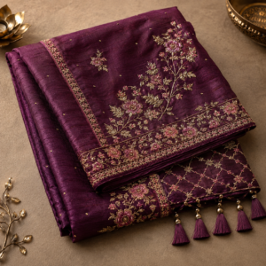 Embroidered Tussar Sarees